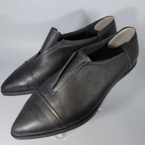 Tamar Shalem Pointed Toe Leather Flats Shoes Black 40 Handmade In Israel